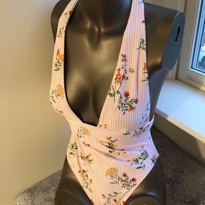Forever21 One-piece Floral Striped Swim Size S